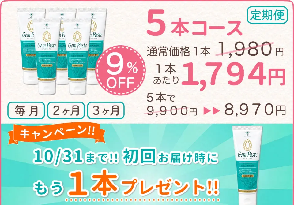 ジェムペーストの定期便5本コース